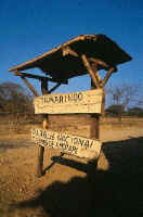 An entrance sign on the way to Cerros de Amotape national park.